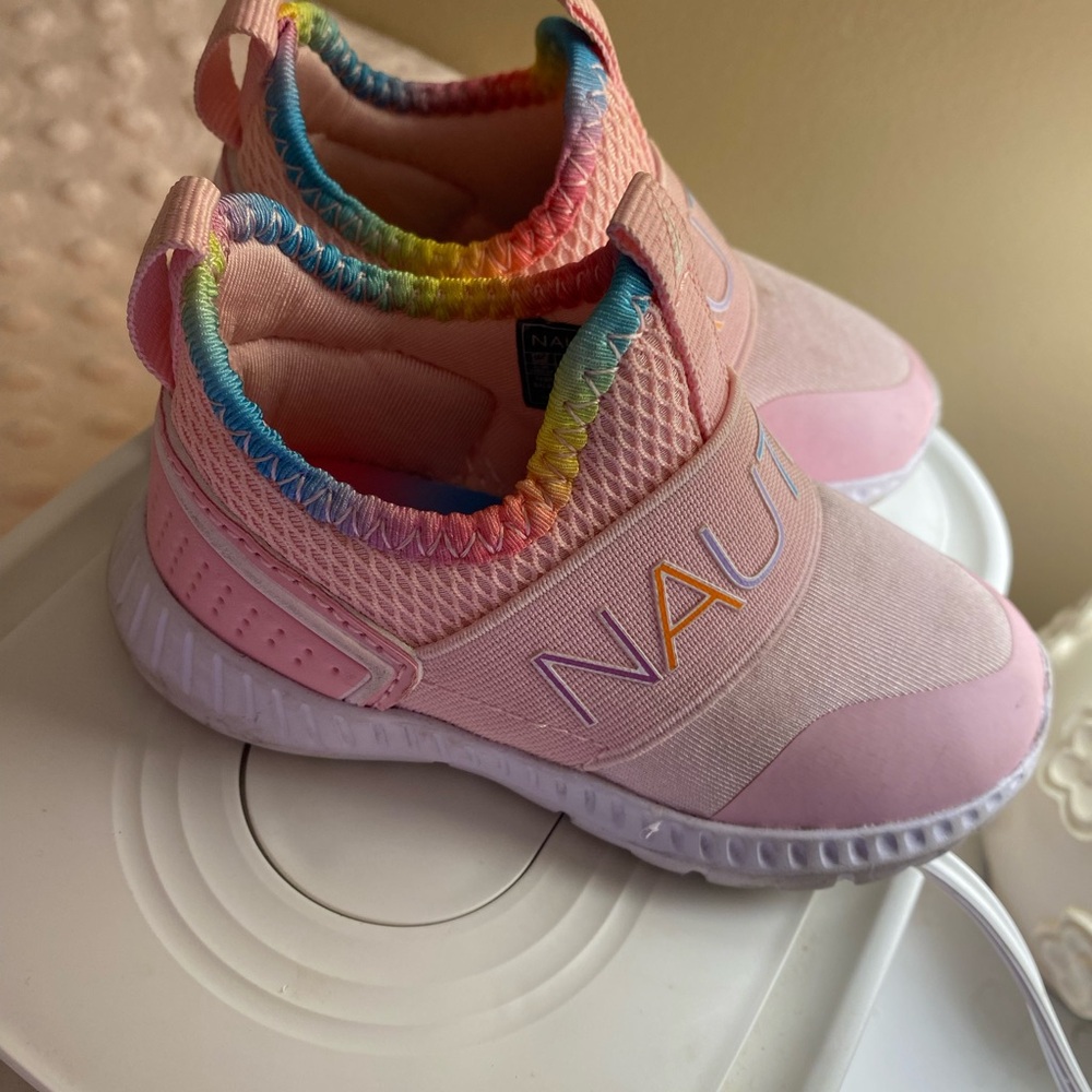 Nautica Kids Pink and Rainbow Slip-On Sneakers